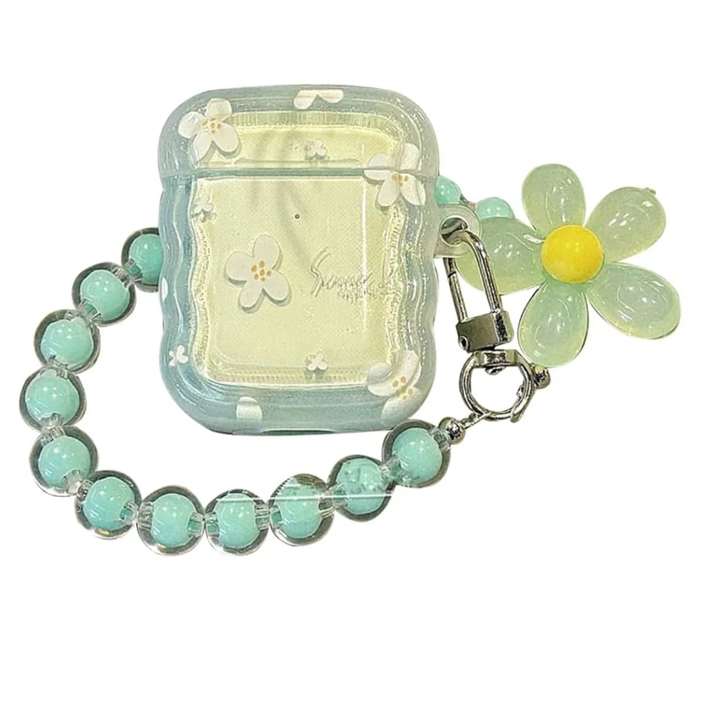 GO-VOLMON Green AirPods 4 Case with Flower Keychain
